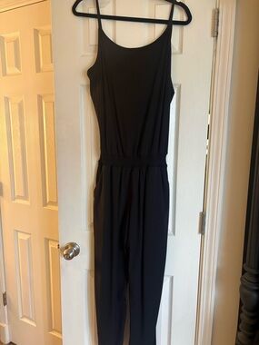Mono B Black Sleeveless Elastic-Waist Jumpsuit